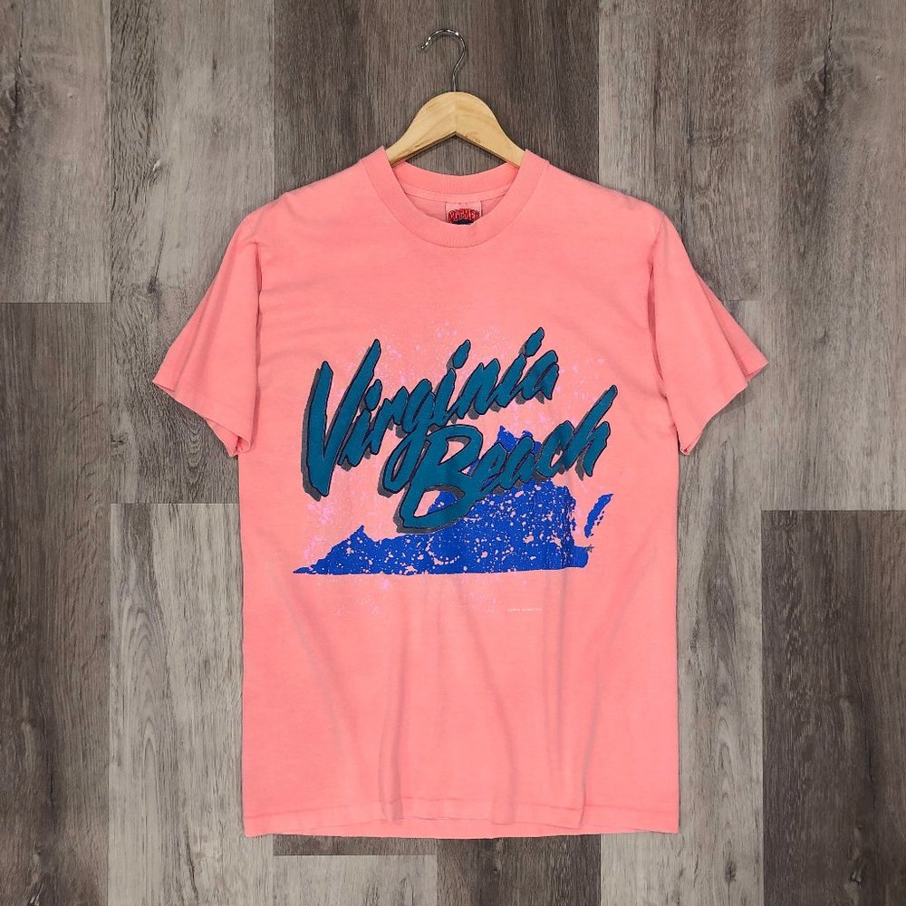 Vintage 1990 pink garment dyed Virginia Beach t-shirt